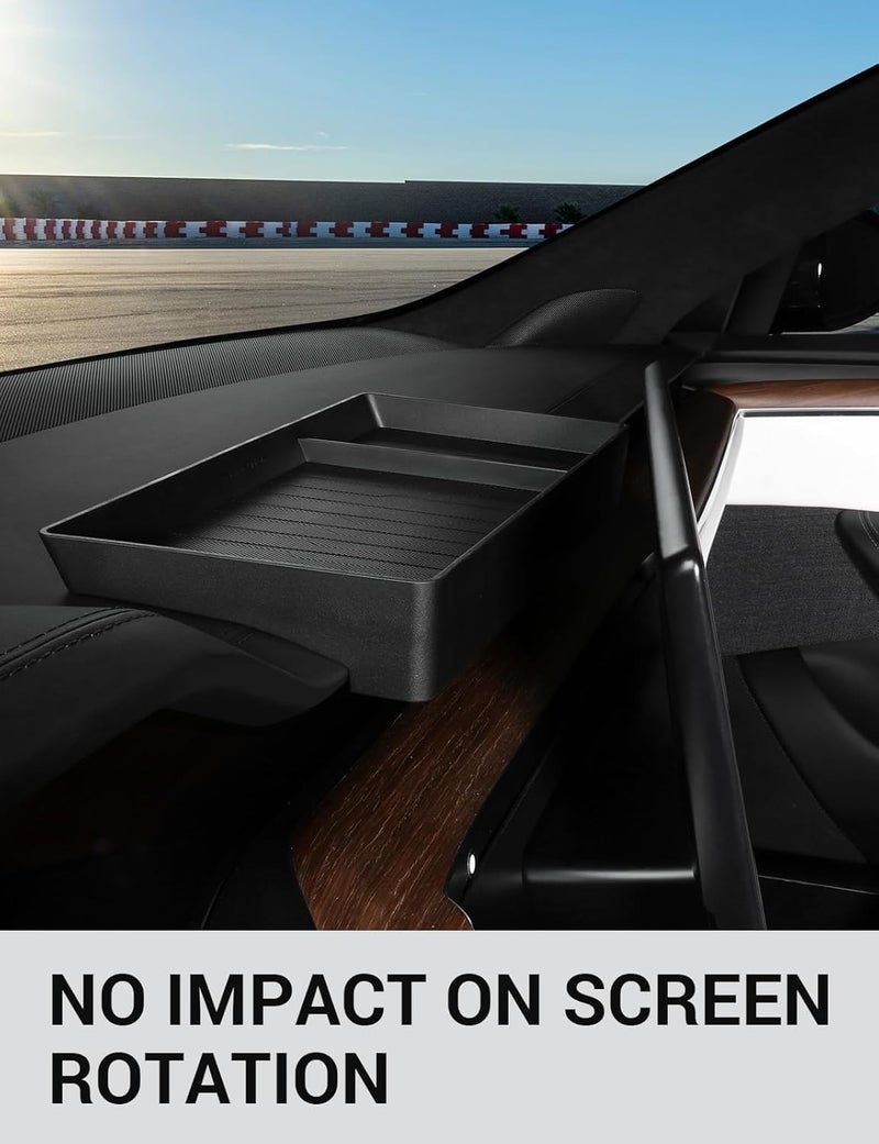 Basenor 2022-2026 Tesla Model X Model S Center Console Organizer Behind Screen Storage Box, Dashboard Hidden Tray, Non-Slip Sunglasses Card Tissue Holder, Accessories for Refresh Plaid Long Range - Image 4
